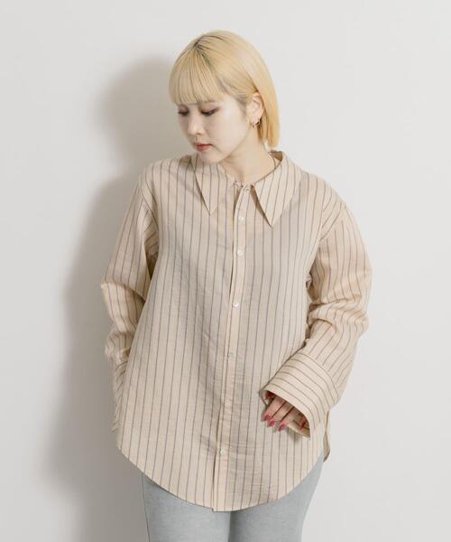 THE GOODLAND MARKET（ザグッドランドマーケット）の「cwtch　STRIPE 2WAY SHIRT（シャツ/ブラウス・レディース・ミント/オレンジ・FREE）」の3枚目の写真