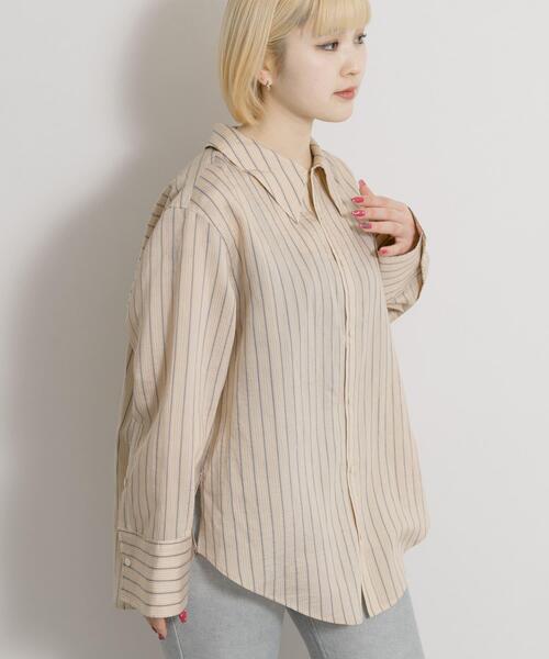 THE GOODLAND MARKET（ザグッドランドマーケット）の「cwtch　STRIPE 2WAY SHIRT（シャツ/ブラウス・レディース・ミント/オレンジ・FREE）」の4枚目の写真