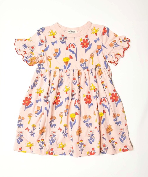 MAKE YOUR DAY（メイクユアデイ）の「レトロフラワー総柄ワンピース■80～140cm（ワンピース・キッズ・オフホワイト/ピンク・80/90/100/110/120）」の2枚目の写真