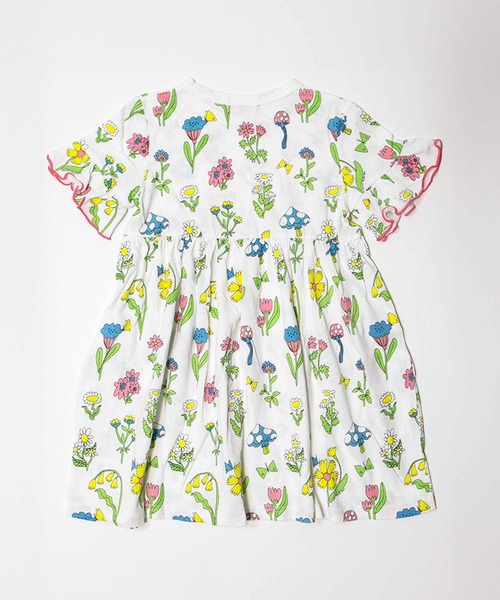 MAKE YOUR DAY（メイクユアデイ）の「レトロフラワー総柄ワンピース■80～140cm（ワンピース・キッズ・オフホワイト/ピンク・80/90/100/110/120）」の3枚目の写真