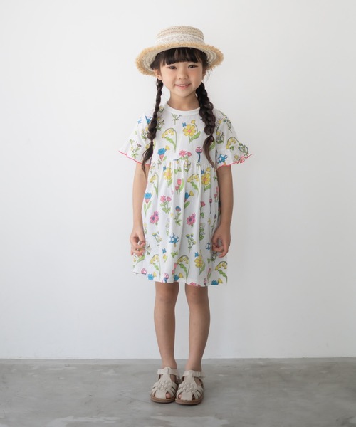 MAKE YOUR DAY(メイクユアデイ)の「レトロフラワー総柄ワンピース■80~140cm(ワンピース・キッズ・オフホワイト/ピンク・80/90/100/110/120)」の12枚目の写真