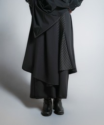 Ruze（ルゼ）の「Asymmetry stripe MIX drape wide pants/アシンメトリー ストライプミックス ドレープ ワイド パンツ（その他パンツ）」