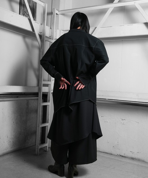 Ruze(ルゼ)の「Asymmetry stripe MIX drape wide pants/アシンメトリー ストライプミックス ドレープ ワイド パンツ(その他パンツ・メンズ・ブラック・FREE)」の8枚目の写真
