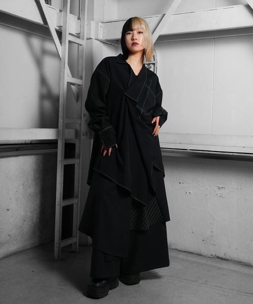 Ruze(ルゼ)の「Asymmetry stripe MIX drape wide pants/アシンメトリー ストライプミックス ドレープ ワイド パンツ(その他パンツ・メンズ・ブラック・FREE)」の12枚目の写真