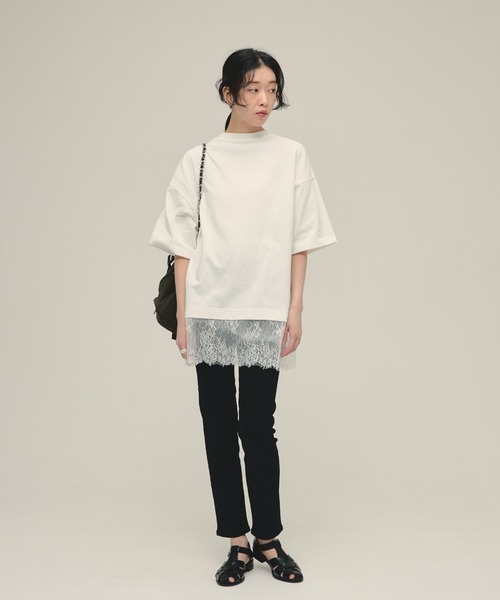 eL（エル）の「【eL】Lace Layered TEE/647286（Tシャツ/カットソー・レディース・ブラック/オフホワイト・FREE）」の3枚目の写真