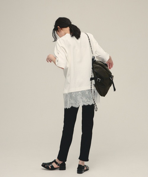 eL（エル）の「【eL】Lace Layered TEE/647286（Tシャツ/カットソー・レディース・ブラック/オフホワイト・FREE）」の5枚目の写真