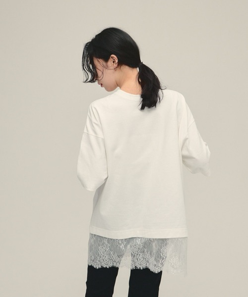 eL（エル）の「【eL】Lace Layered TEE/647286（Tシャツ/カットソー・レディース・ブラック/オフホワイト・FREE）」の8枚目の写真