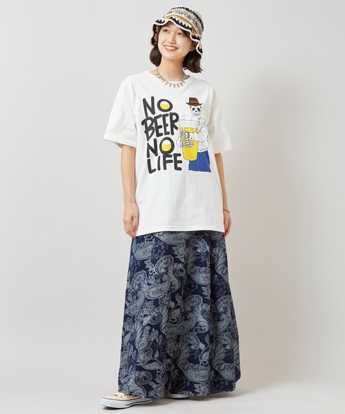grn（ジーアールエヌ）の「【チャイハネ】YOKOHAMA BEER×grn×Amina ノビノラメンズTシャツ（Tシャツ/カットソー・メンズ・ホワイト/イエロー・L/XL）」の4枚目の写真