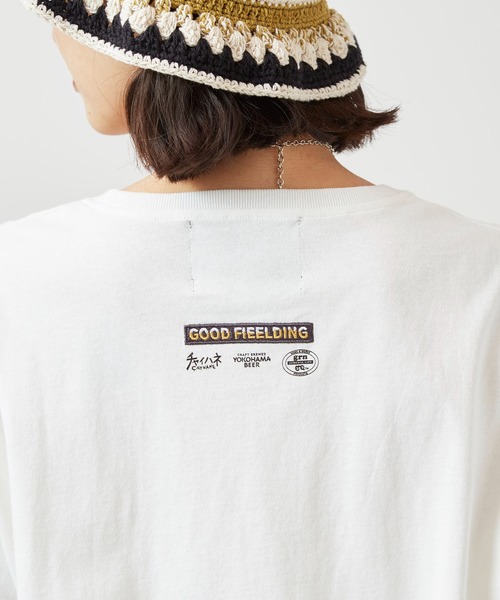 grn（ジーアールエヌ）の「【チャイハネ】YOKOHAMA BEER×grn×Amina ノビノラメンズTシャツ（Tシャツ/カットソー・メンズ・ホワイト/イエロー・L/XL）」の6枚目の写真