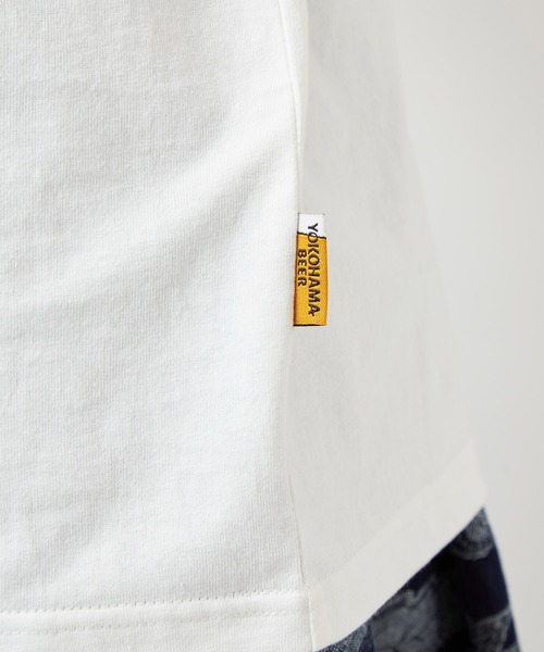 grn（ジーアールエヌ）の「【チャイハネ】YOKOHAMA BEER×grn×Amina ノビノラメンズTシャツ（Tシャツ/カットソー・メンズ・ホワイト/イエロー・L/XL）」の7枚目の写真