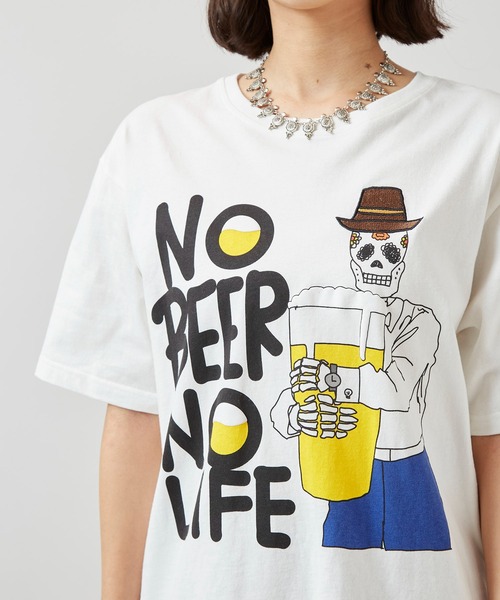 grn（ジーアールエヌ）の「【チャイハネ】YOKOHAMA BEER×grn×Amina ノビノラメンズTシャツ（Tシャツ/カットソー・メンズ・ホワイト/イエロー・L/XL）」の8枚目の写真