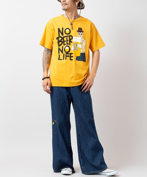 grn（ジーアールエヌ）の「【チャイハネ】YOKOHAMA BEER×grn×Amina ノビノラメンズTシャツ（Tシャツ/カットソー・メンズ・ホワイト/イエロー・L/XL）」の9枚目の写真