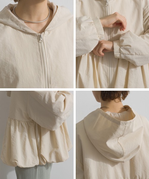 Fizz（フィズ）の「ナイロンワッシャーペプラムデザインマウンテンパーカー（マウンテンパーカー・レディース・アイボリー/ブラック/ベージュ・M）」の10枚目の写真