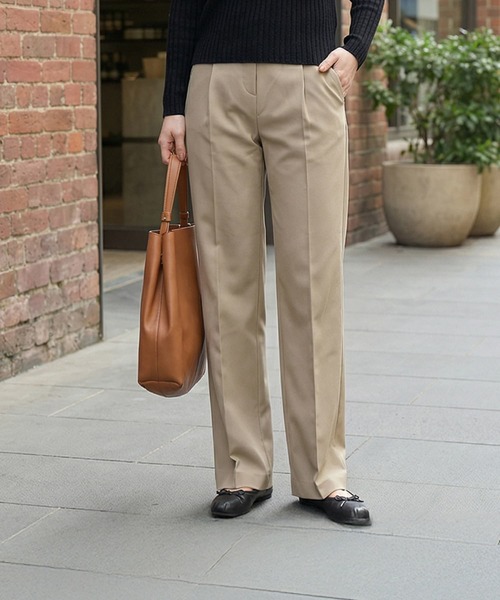 STYLE DELI(スタイルデリ)の「内ゴム伸縮ストレートパンツ(その他パンツ・レディース・ブラウン/ベージュ/ブラック・MEDIUM/SMALL/LARGE)」の3枚目の写真