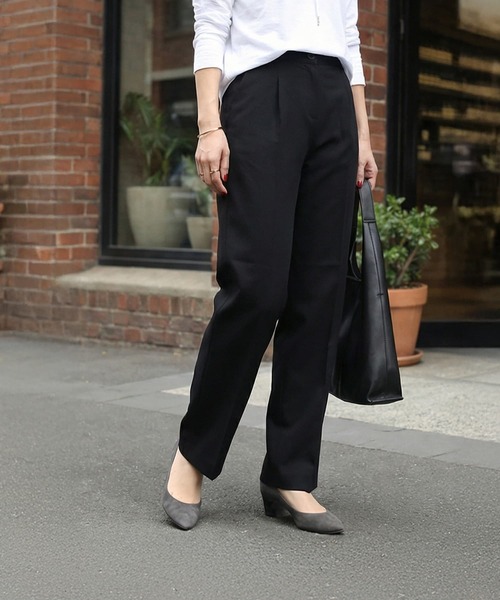 STYLE DELI(スタイルデリ)の「内ゴム伸縮ストレートパンツ(その他パンツ・レディース・ブラウン/ベージュ/ブラック・MEDIUM/SMALL/LARGE)」の1枚目の写真