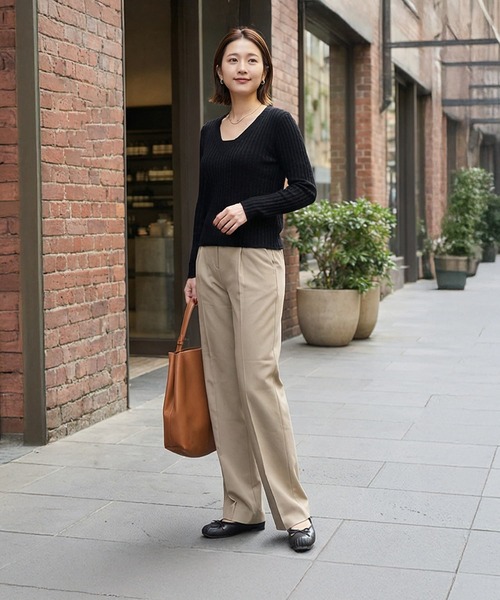 STYLE DELI(スタイルデリ)の「内ゴム伸縮ストレートパンツ(その他パンツ・レディース・ブラウン/ベージュ/ブラック・MEDIUM/SMALL/LARGE)」の6枚目の写真