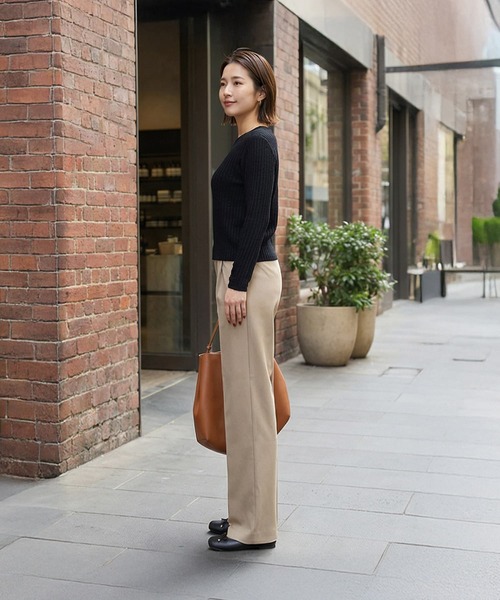 STYLE DELI(スタイルデリ)の「内ゴム伸縮ストレートパンツ(その他パンツ・レディース・ブラウン/ベージュ/ブラック・MEDIUM/SMALL/LARGE)」の7枚目の写真