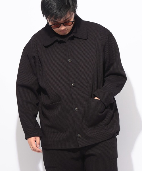 B&T CLUB(ビーティークラブ)の「ジャケット メンズ 大きいサイズ SOLOTEX ストレッチ ヘビーワッフル カバーオール B&T CLUB (ビーアンドティークラブ)(その他アウター・メンズ・ブラック/モスグリーン・X2(4L~5L)/X3(6L~7L)/X1(3L~4L))」の2枚目の写真