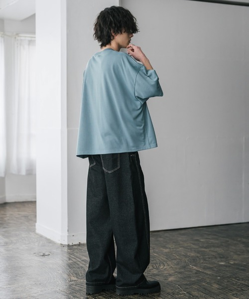 Rocky Monroe（ロッキーモンロー）の「AIR TEC+ 接触冷感・遮熱・UVカット 多機能オーバーサイズショート丈半袖Tシャツ（Tシャツ/カットソー・メンズ・ブラック/グレイッシュベージュ/ブルー/チャコール/ネイビー/ピンク/ホワイト・M/XL/L）」の11枚目の写真