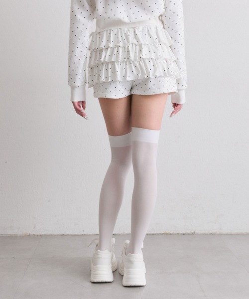 OLIVE des OLIVE（オリーブデオリーブ）の「フリルティアードショートパンツ（その他パンツ・レディース・トップグレー/ドット/ピンク・FREE）」の7枚目の写真