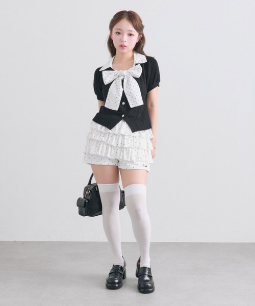 OLIVE des OLIVE（オリーブデオリーブ）の「フリルティアードショートパンツ（その他パンツ・レディース・トップグレー/ドット/ピンク・FREE）」の15枚目の写真