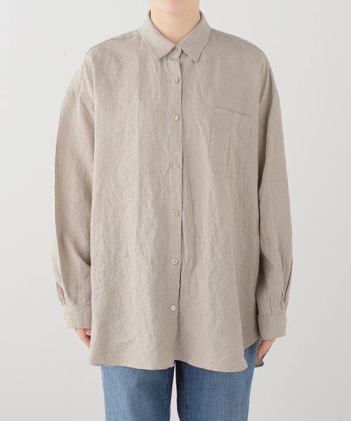 JOURNAL STANDARD LUXE(ジャーナルスタンダード ラックス)の「40リネン レギュラーカラーシャツ(シャツ/ブラウス・レディース・ブラック/ベージュ・FREE)」の18枚目の写真