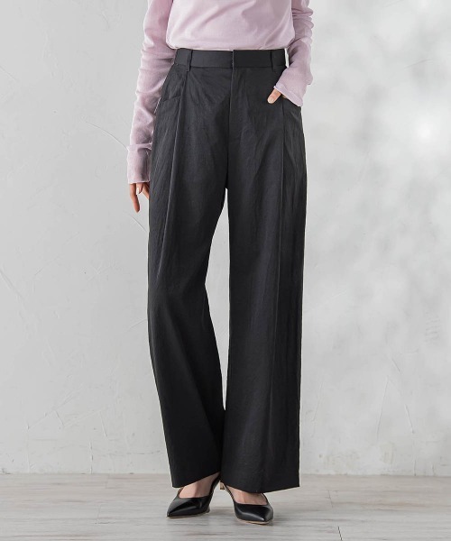Droite lautreamont（ドロワットロートレアモン）の「ワイドポケットタックパンツ（スラックス・レディース・カーキ/ブラック・S/M）」の2枚目の写真