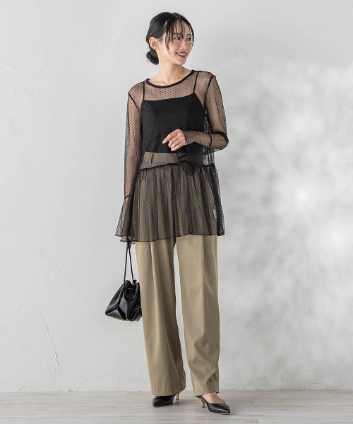 Droite lautreamont（ドロワットロートレアモン）の「ワイドポケットタックパンツ（スラックス・レディース・カーキ/ブラック・S/M）」の4枚目の写真