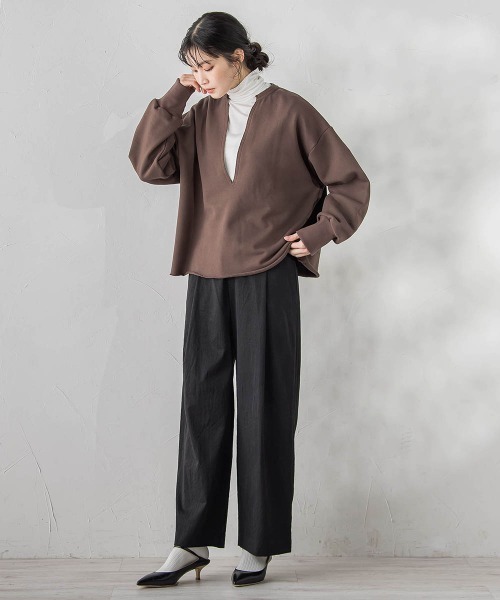 Droite lautreamont（ドロワットロートレアモン）の「ワイドポケットタックパンツ（スラックス・レディース・カーキ/ブラック・S/M）」の6枚目の写真