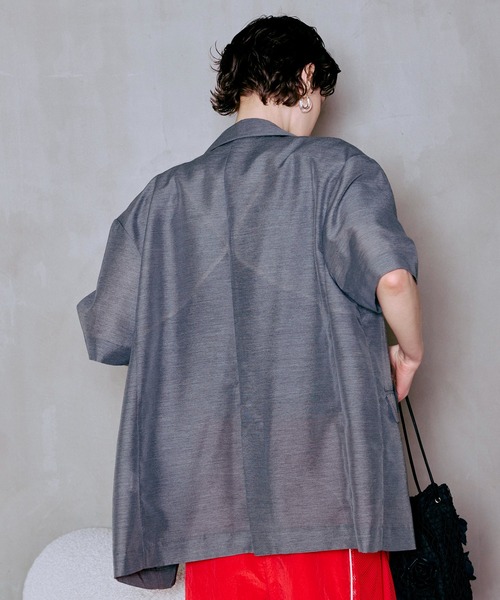 MAISON SPECIAL（メゾンスペシャル）の「Half-Sleeve Sheer Suiting Jacket/ハーフスリーブシアースーチングジャケット（テーラードジャケット・レディース・ホワイト/グレー・FREE）」の8枚目の写真