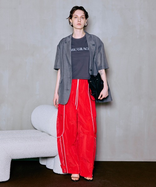 MAISON SPECIAL（メゾンスペシャル）の「Half-Sleeve Sheer Suiting Jacket/ハーフスリーブシアースーチングジャケット（テーラードジャケット・レディース・ホワイト/グレー・FREE）」の15枚目の写真