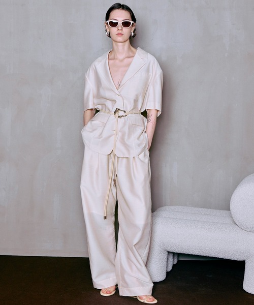 MAISON SPECIAL（メゾンスペシャル）の「Half-Sleeve Sheer Suiting Jacket/ハーフスリーブシアースーチングジャケット（テーラードジャケット・レディース・ホワイト/グレー・FREE）」の22枚目の写真