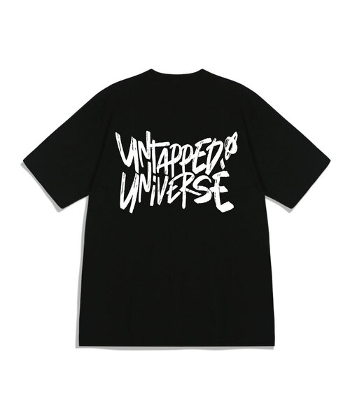 UNTAPPED STUDIO(アンタップドスタジオ)の「ユニバースレタリングピュアコットンビッグオーバーフィット半袖Tシャツ4カラー(Tシャツ/カットソー・レディース・グリーン/ブラック/ブルー/ネイビー/ホワイト/チャコールグレー・S(90)/M(95)/L/XL)」の2枚目の写真