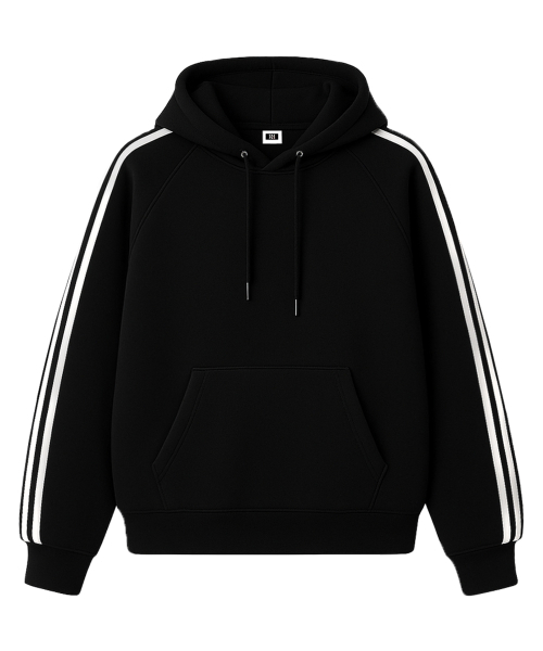 RANDOMOFF（ランダムオフ）の「[Unisex] SPORTY TRACK OVER FIT HOODIE (3color)（パーカー・レディース・ライトグレー/ブラック/ネイビー・SMALL/MEDIUM/LARGE）」の4枚目の写真