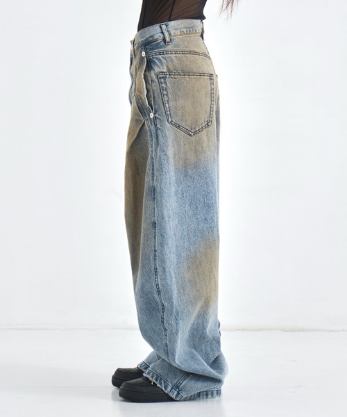 CONZ(コンズ)の「distressed curve denim (WOMENS)(デニムパンツ・レディース・インディゴブルー・3/2/1)」の4枚目の写真