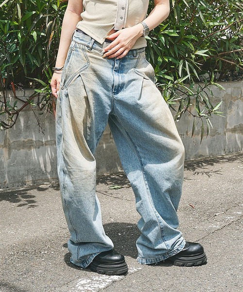 CONZ(コンズ)の「distressed curve denim (WOMENS)(デニムパンツ・レディース・インディゴブルー・3/2/1)」の13枚目の写真