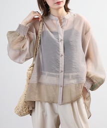 EGLANTINE 配色シアーシャーリングブラウス