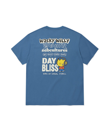キキミュージックグラフィック半袖Tシャツブルー