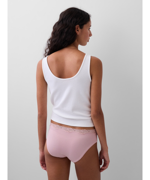 GAP（ギャップ）の「オーガニックコットン ストレッチ レーストリミング ヒップスター（ショーツ・レディース・グレー/ピンク・XS/S/M/L/XXS）」の5枚目の写真