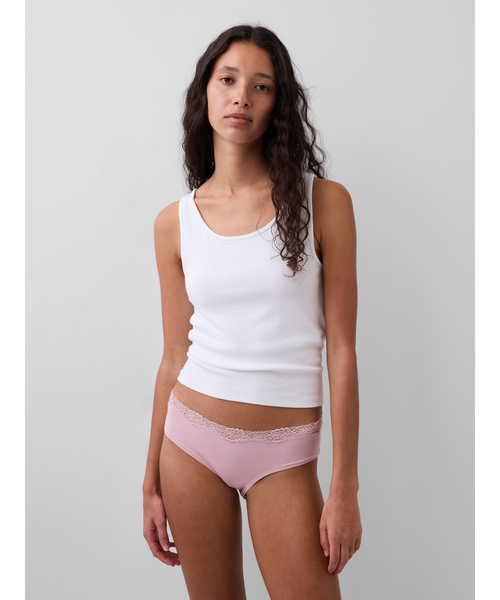 GAP（ギャップ）の「オーガニックコットン ストレッチ レーストリミング ヒップスター（ショーツ・レディース・グレー/ピンク・XS/S/M/L/XXS）」の3枚目の写真