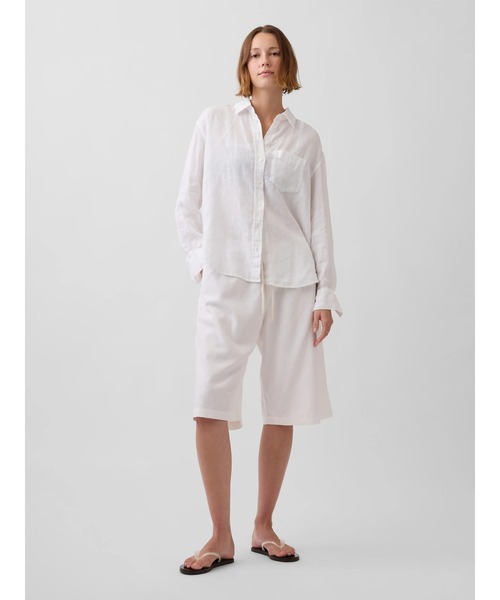 GAP(ギャップ)の「リネン混 リラックスフィット イージーウエスト キュロットパンツ(その他パンツ・レディース・ネイビー/ブラック/オフホワイト・XXS/L/M/S/XS)」の4枚目の写真