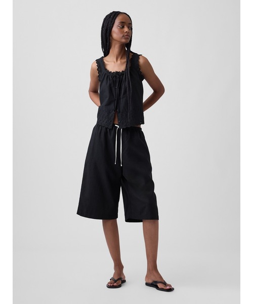 GAP(ギャップ)の「リネン混 リラックスフィット イージーウエスト キュロットパンツ(その他パンツ・レディース・ネイビー/ブラック/オフホワイト・XXS/L/M/S/XS)」の10枚目の写真