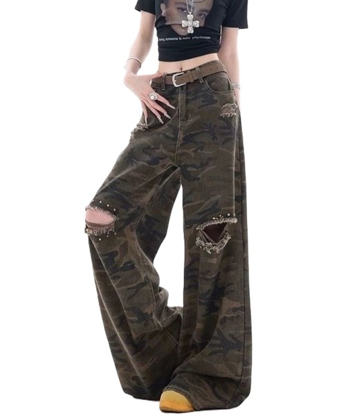 inst.ALL(インストール)の「迷彩柄スタッズダメージパンツ(その他パンツ・レディース・カーキ・S/M/L/LL)」の14枚目の写真
