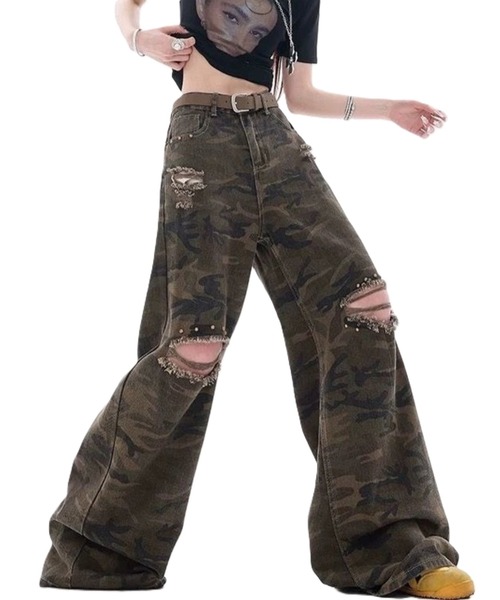 inst.ALL(インストール)の「迷彩柄スタッズダメージパンツ(その他パンツ・レディース・カーキ・S/M/L/LL)」の12枚目の写真