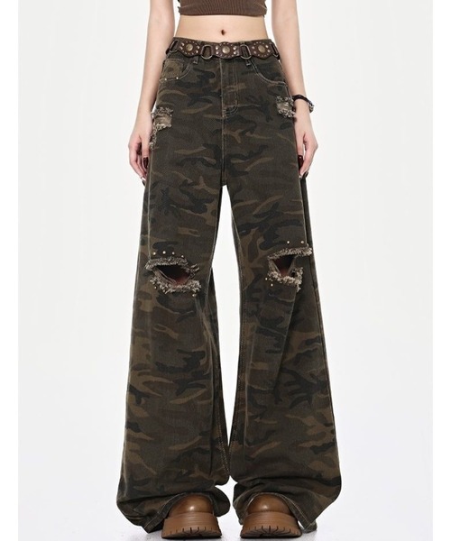 inst.ALL(インストール)の「迷彩柄スタッズダメージパンツ(その他パンツ・レディース・カーキ・S/M/L/LL)」の10枚目の写真