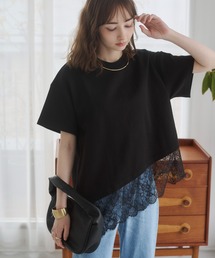 裾レース ドッキング Tシャツ / 半袖 / 夏服