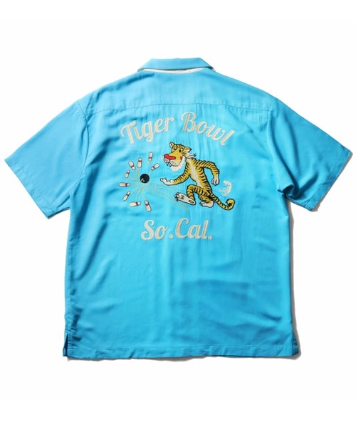 HOUSTON(ヒューストン)の「HOUSTON ヒューストン TIGER EMB RAYON BOWLING S/S SHIRT タイガー ロゴ チェーン刺繍 ボウリングシャツ 半袖 / オープンカラーシャツ / 開襟シャツ(シャツ/ブラウス・メンズ・ターコイズブルー/サーモンピンク/ブラック・M/XL/L)」の10枚目の写真