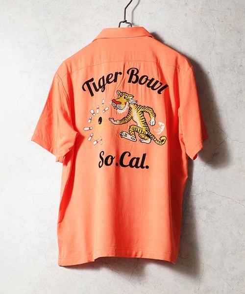 HOUSTON ヒューストン TIGER EMB RAYON BOWLING S/S SHIRT タイガー