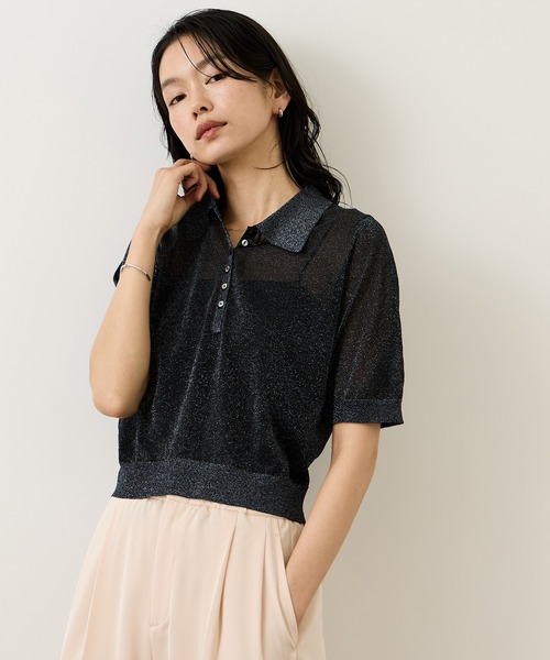 ROPE'（ロペ）の「ラメシアーポロ襟プルオーバー/イージーケア（ニット/セーター・レディース・ベージュ/ピンク/ライトグレー/ネイビー・FREE）」の18枚目の写真