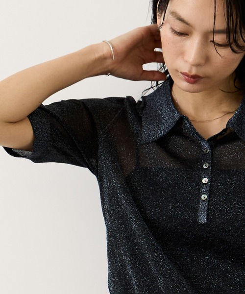 ROPE'（ロペ）の「ラメシアーポロ襟プルオーバー/イージーケア（ニット/セーター・レディース・ベージュ/ピンク/ライトグレー/ネイビー・FREE）」の19枚目の写真